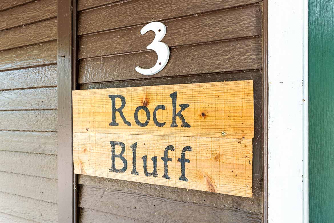Rock Bluff Cabin #3 Sign